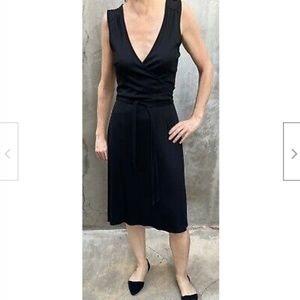 Three Dots Black Micromodal Wrap Dress Med 4 6